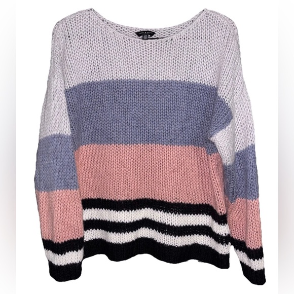 Lucky Brand Women’s Bold Stripe Pullover Wool-blend Sweater Size L - Picture 2 of 7